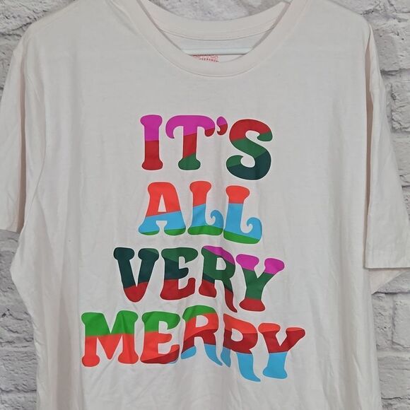 Men's Christmas Shirt Very Merry Graphic Print Holiday Tee Sleep Lounge Festive - Picture 3 of 5